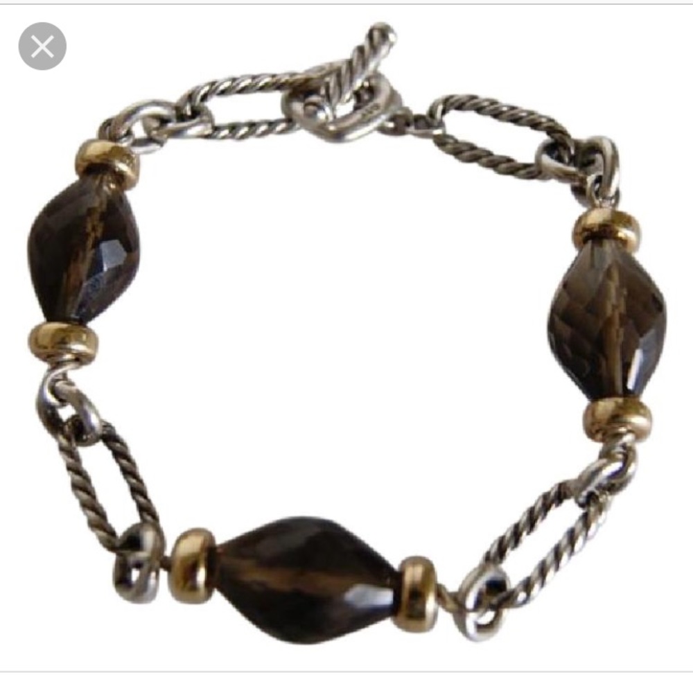 Silver/Gold/ Brown 18k Smoky Quartz Bracelet